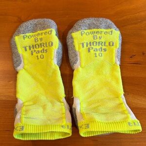 Thorlo Pads 10 Neon Yellow Running Socks with Gray Accents